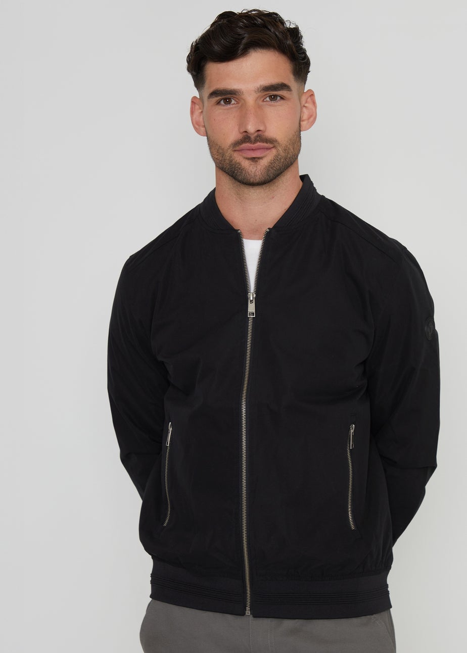 Threadbare Black Showerproof Classic Bomber Jacket