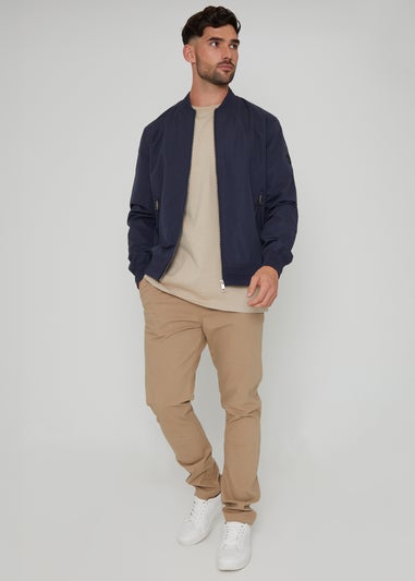 Threadbare Navy Showerproof Classic Bomber Jacket