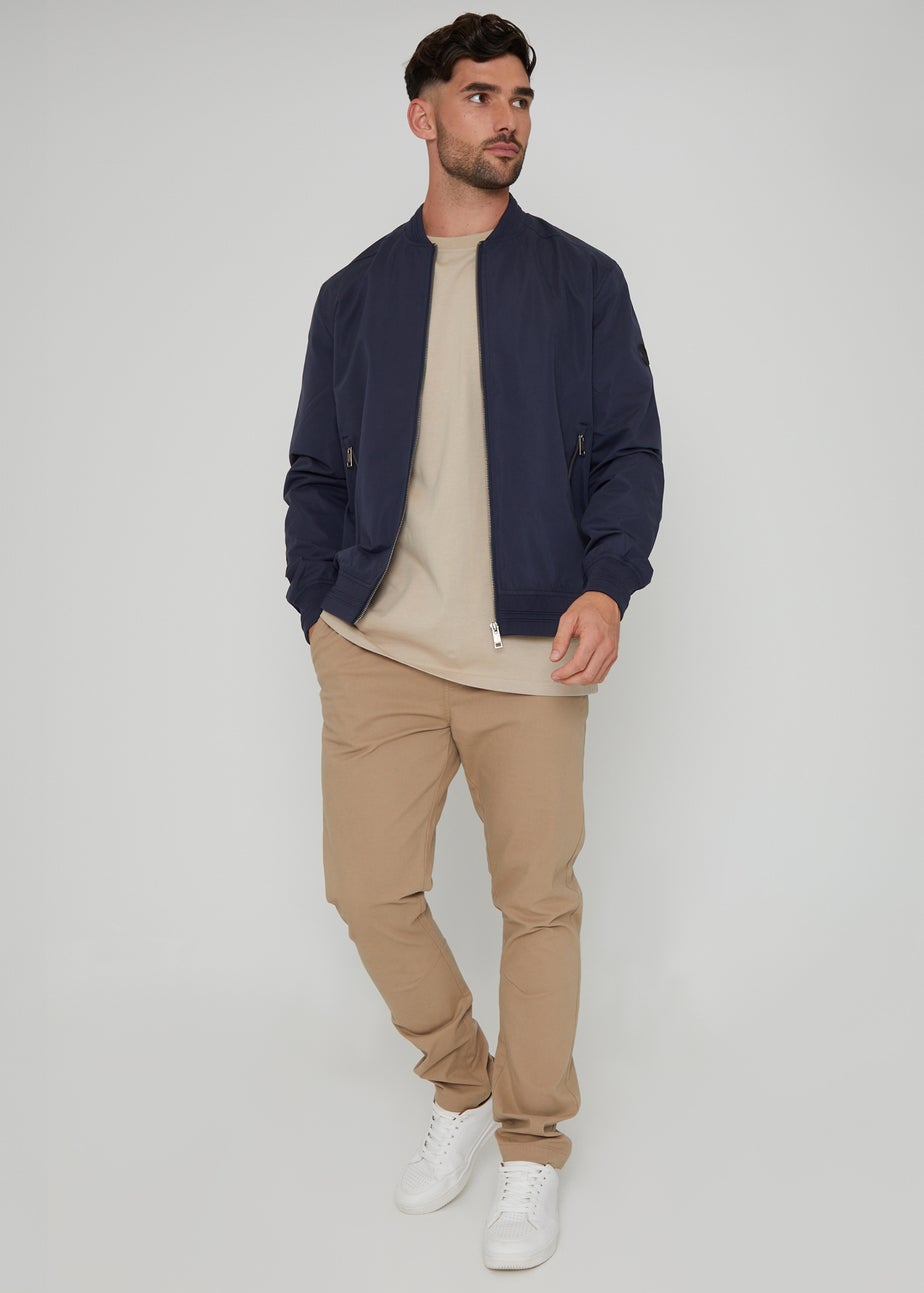 Threadbare Navy Showerproof Classic Bomber Jacket