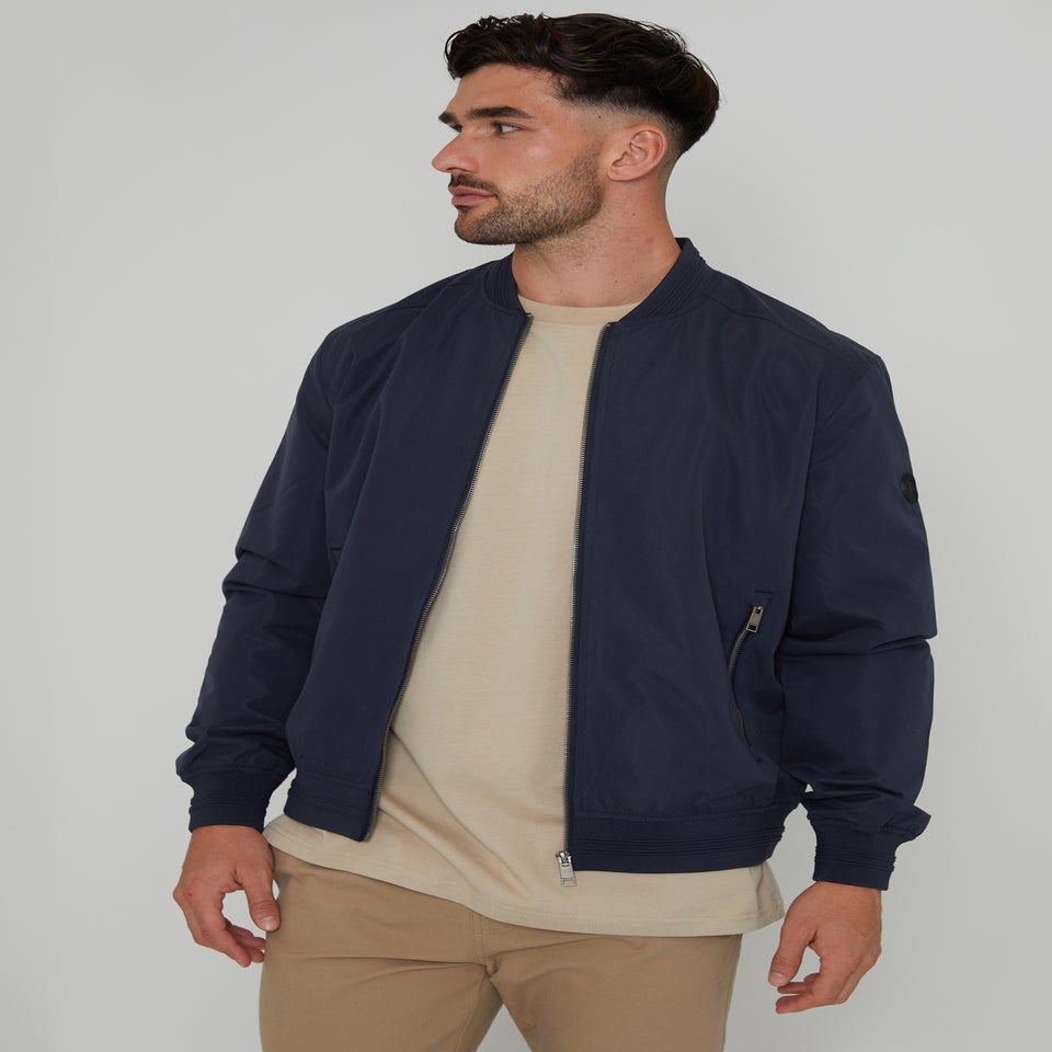 Threadbare Navy Showerproof Classic Bomber Jacket