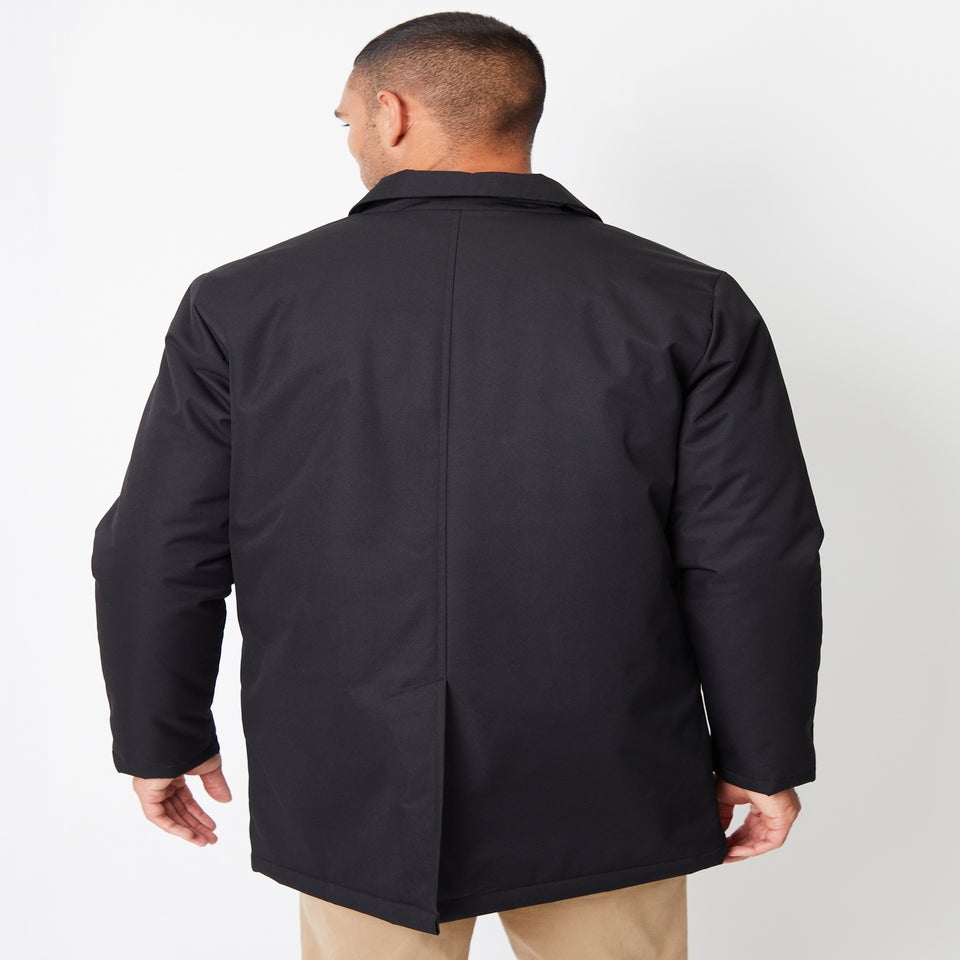 Threadbare Black Hanson Showerproof Button Up Collared Mac Jacket