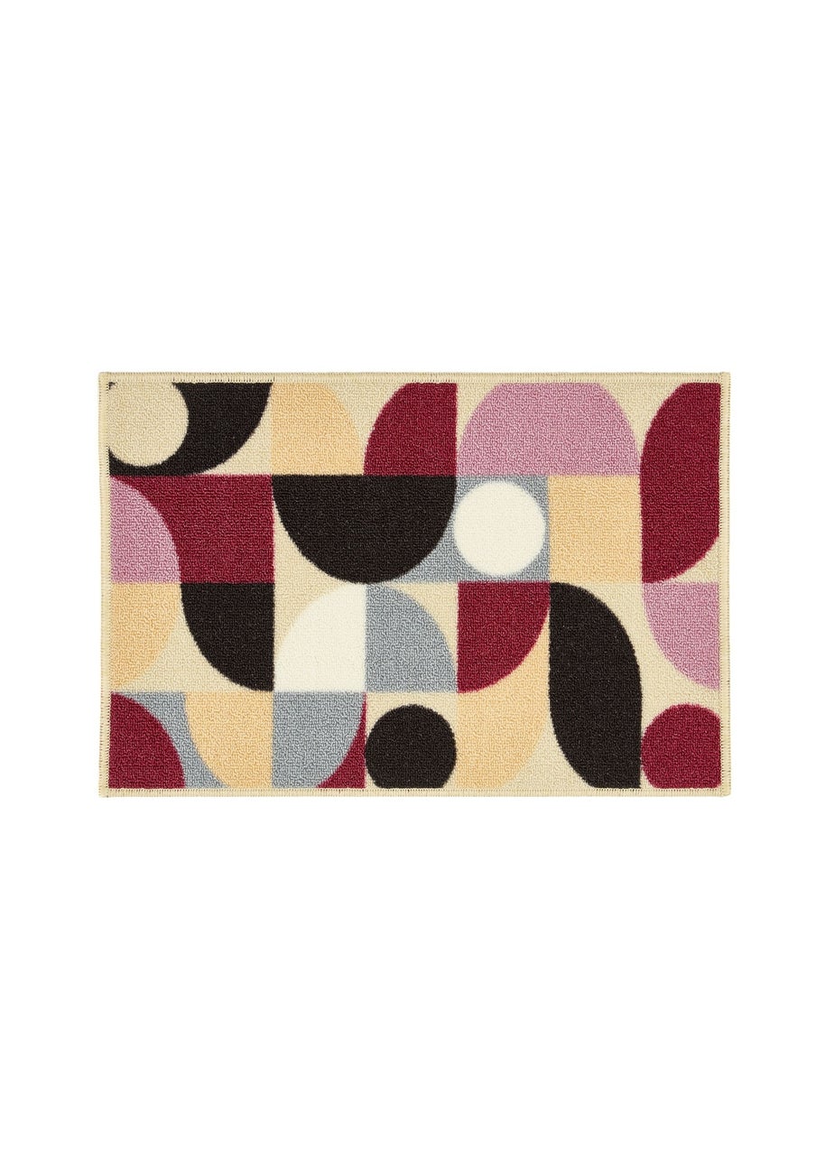 FloorMatters Printed Loop Purple Geo Washable Runner and Mat