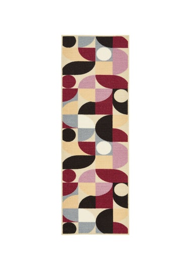 FloorMatters Printed Loop Purple Geo Washable Runner and Mat