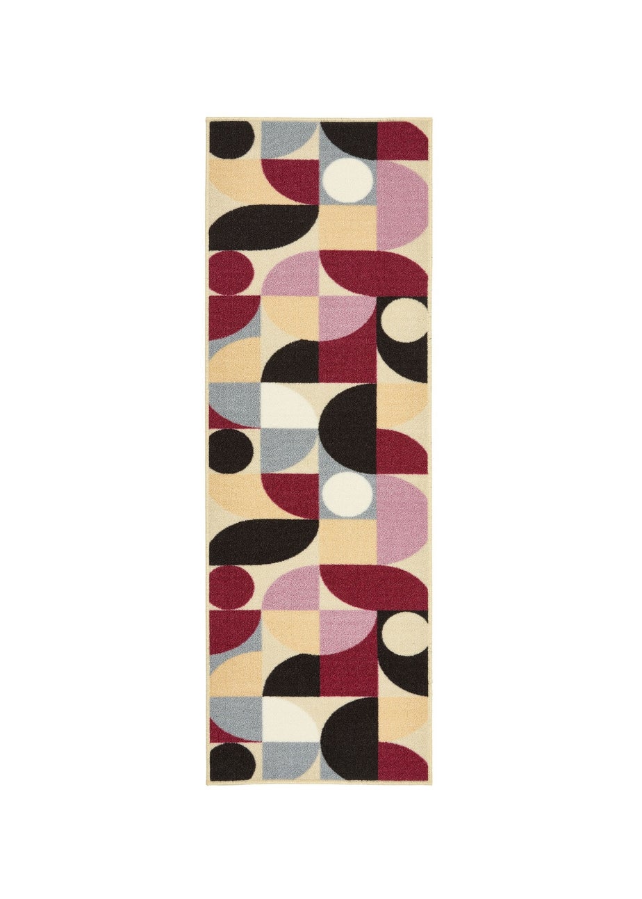 FloorMatters Printed Loop Purple Geo Washable Runner and Mat