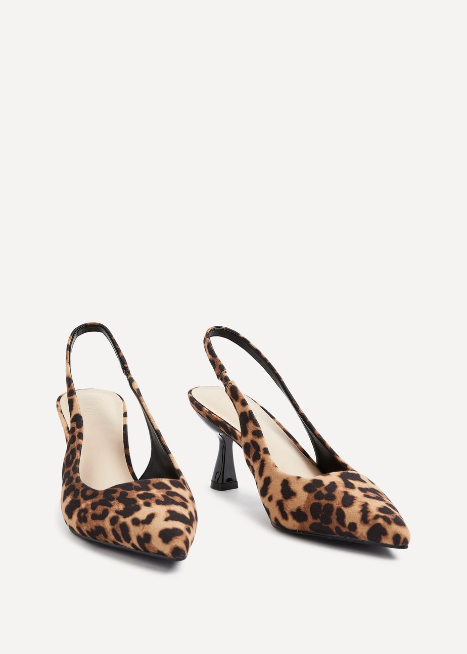 Linzi Presley Leopard Print Sling Back Low Court Heel
