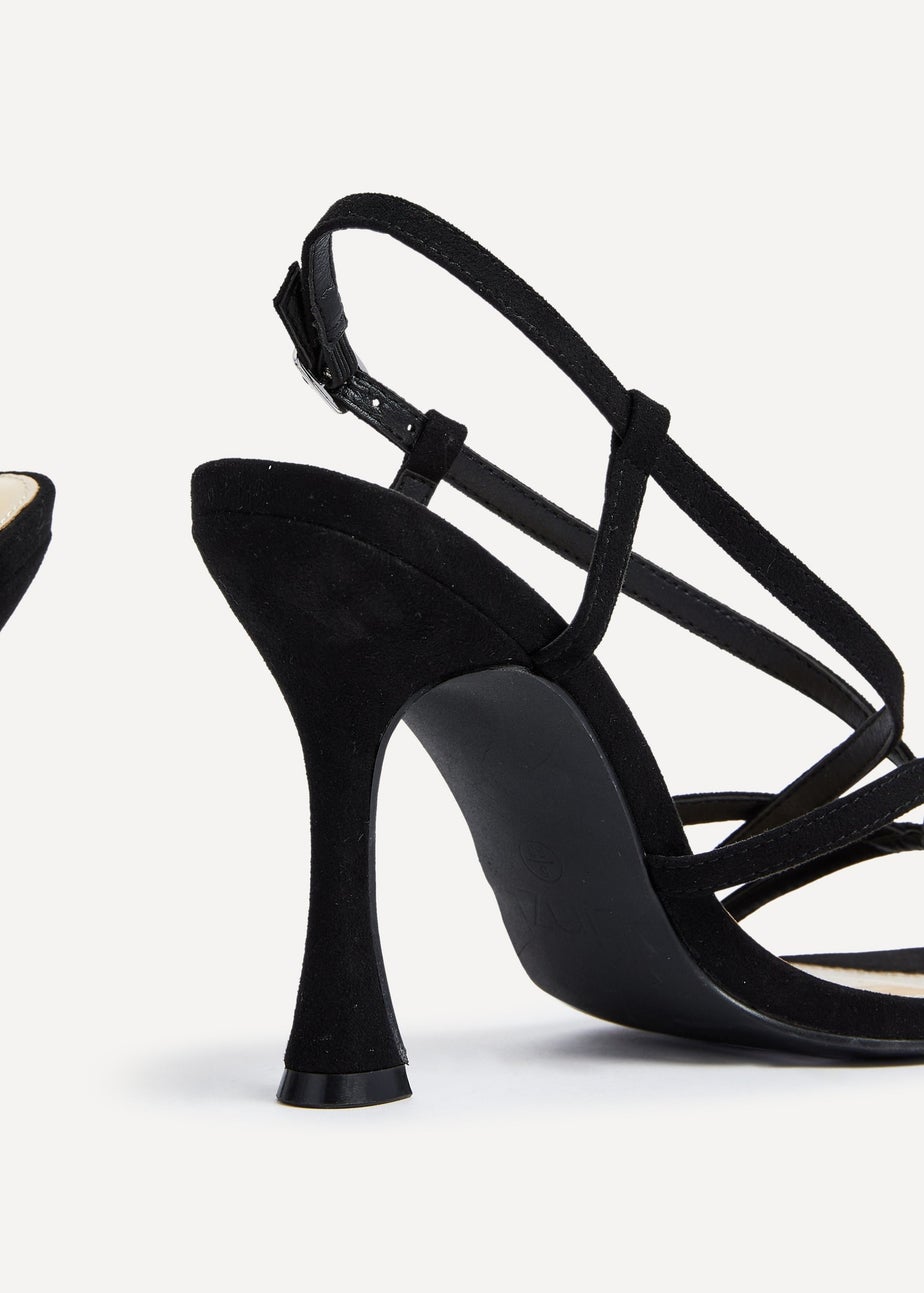 Linzi Sabrina Black Faux Suede Square Toe High Heel