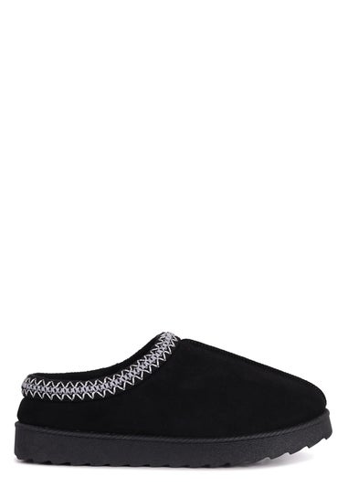 Linzi Tammy Black Faux Suede Slipper