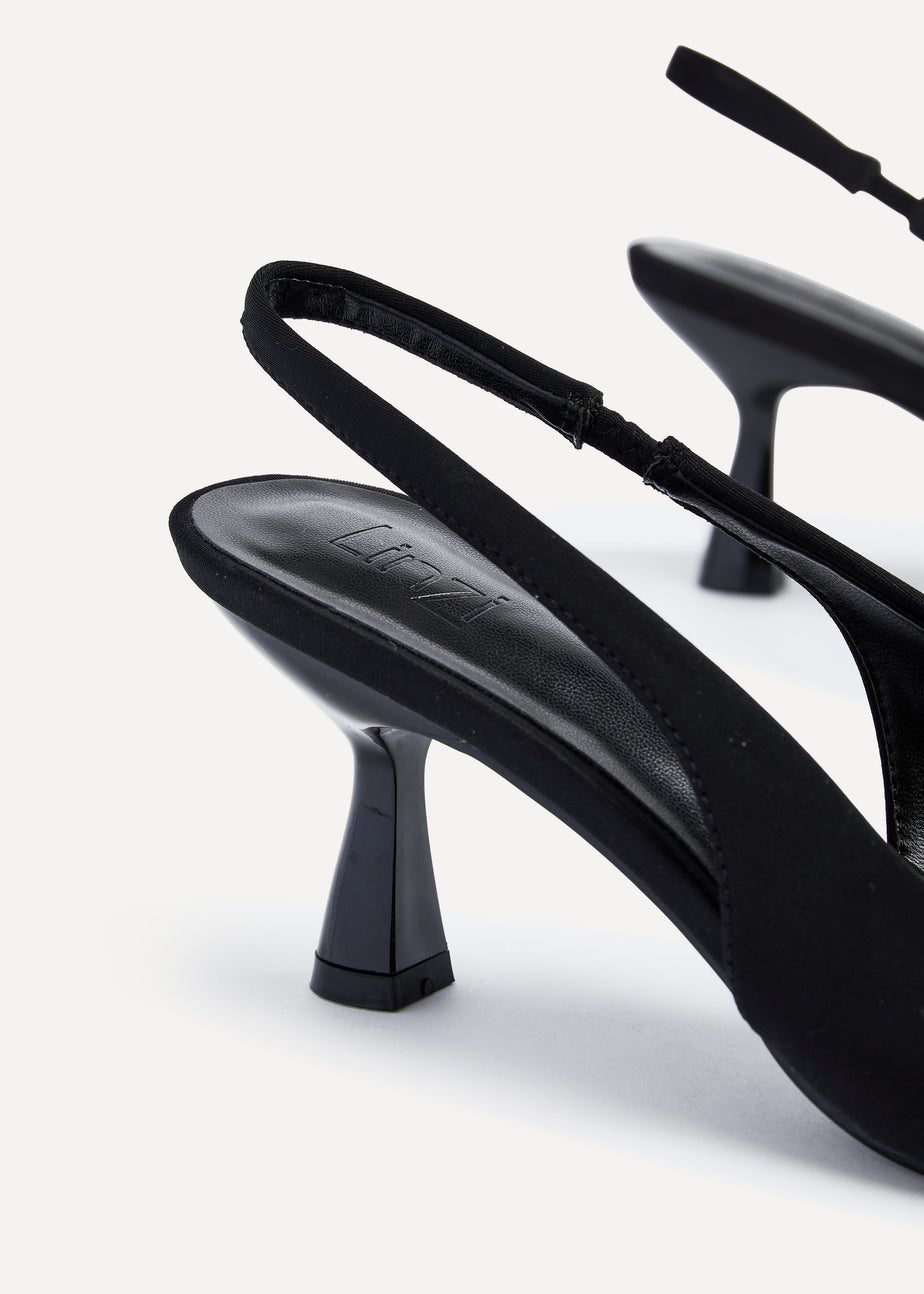 Linzi Presley Black Lycra Sling Back Low Court Heel