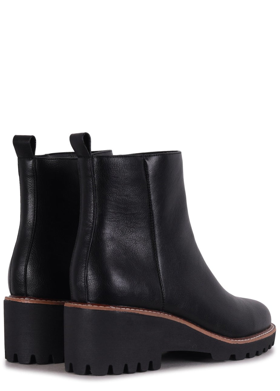 Linzi Greta Black Faux Leather Wedge Sole Chelsea Boot