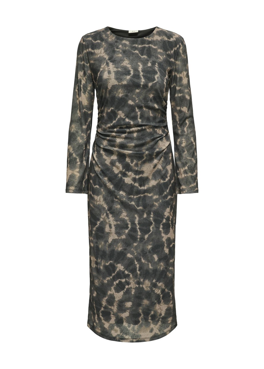 JDY Black Ruched Mesh Midi Dress