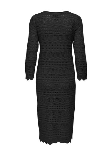 JDY Black Crochet Midi Dress