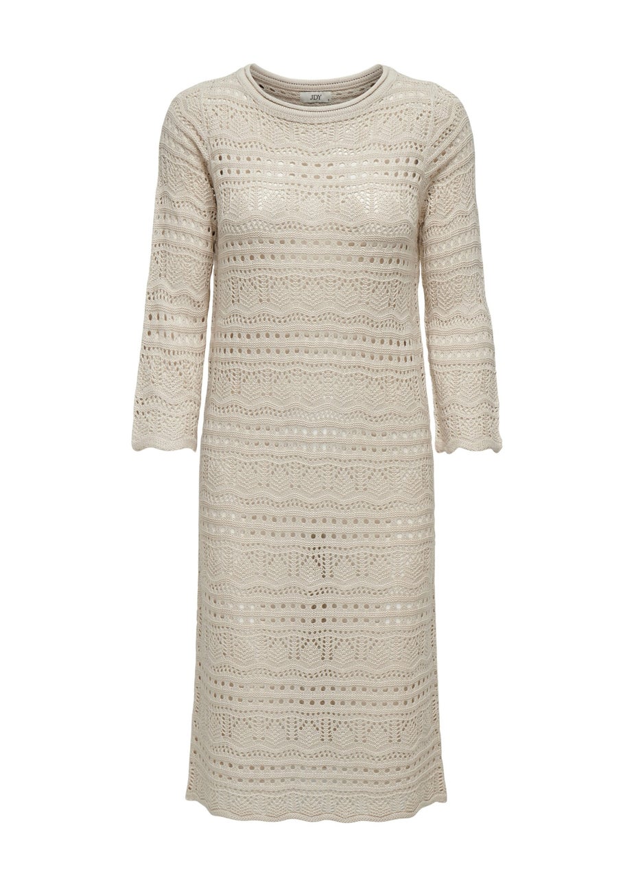 JDY Beige Crochet Midi Dress