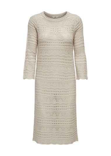 JDY Beige Crochet Midi Dress