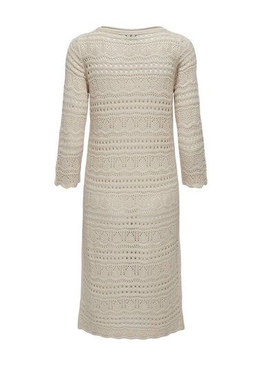 JDY Beige Crochet Midi Dress