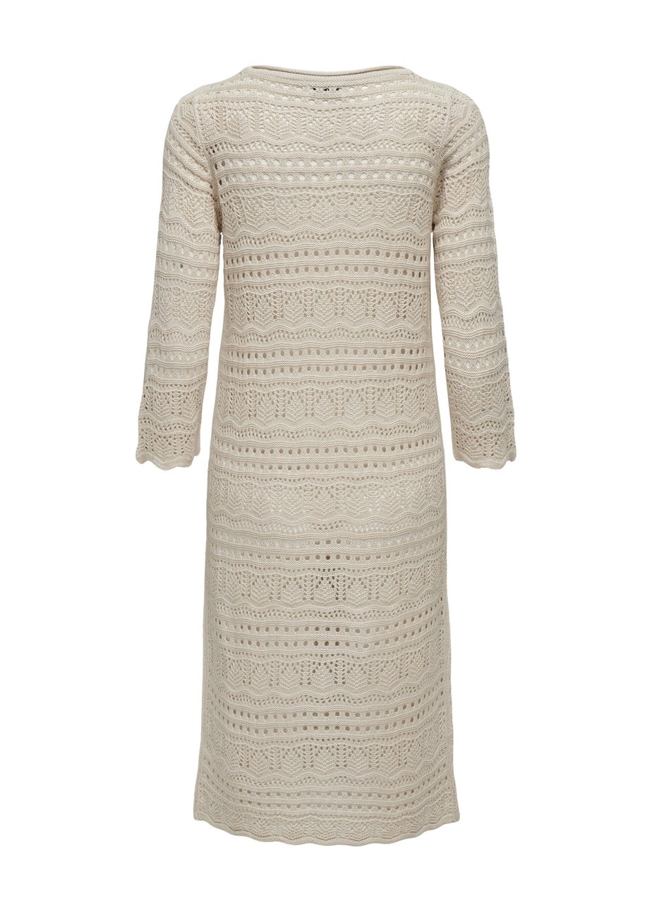 JDY Beige Crochet Midi Dress