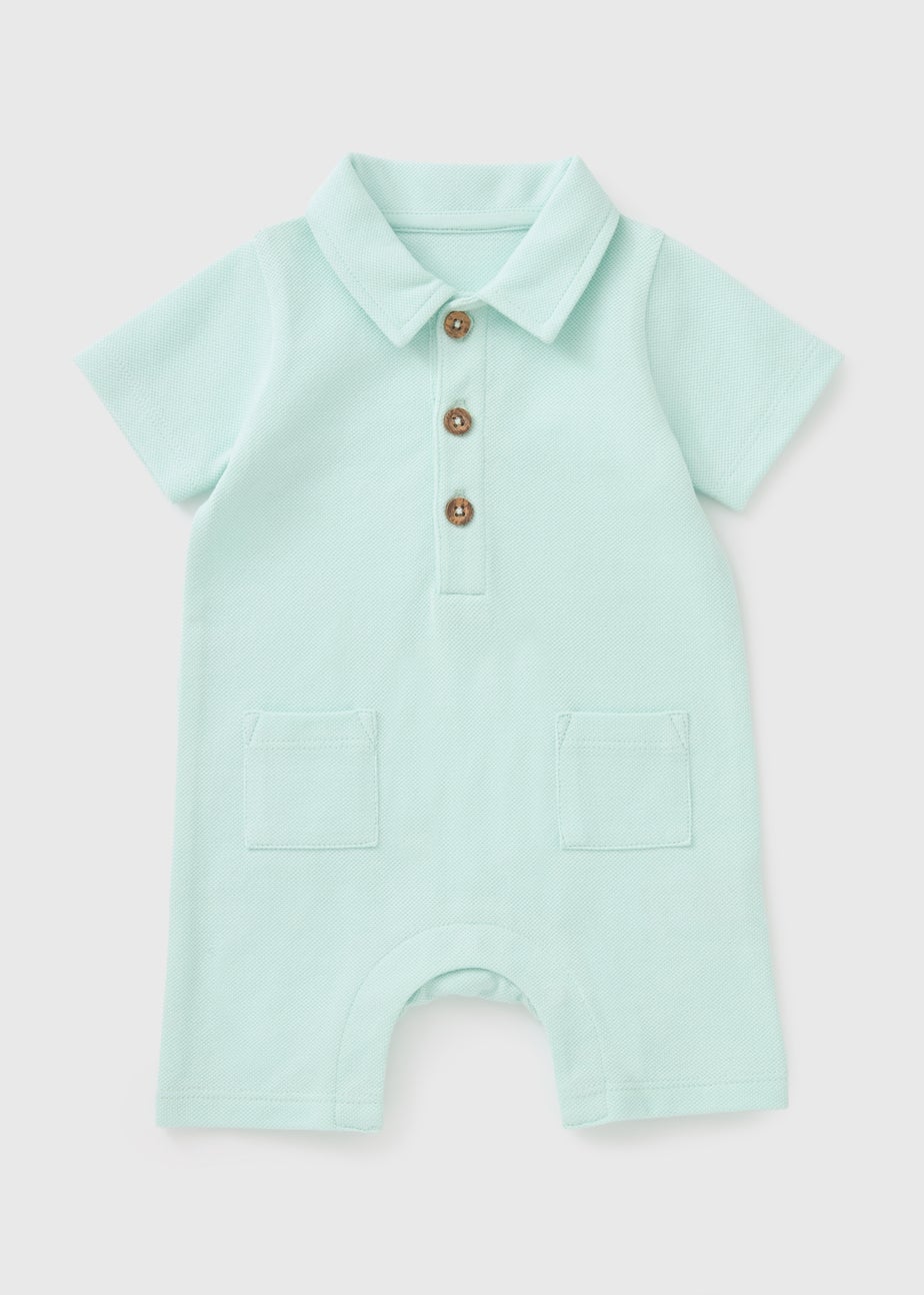 Baby Blue Polo Romper (Newborn-23mths)
