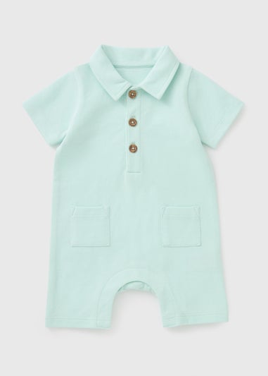 Baby Blue Polo Romper (Newborn-23mths)