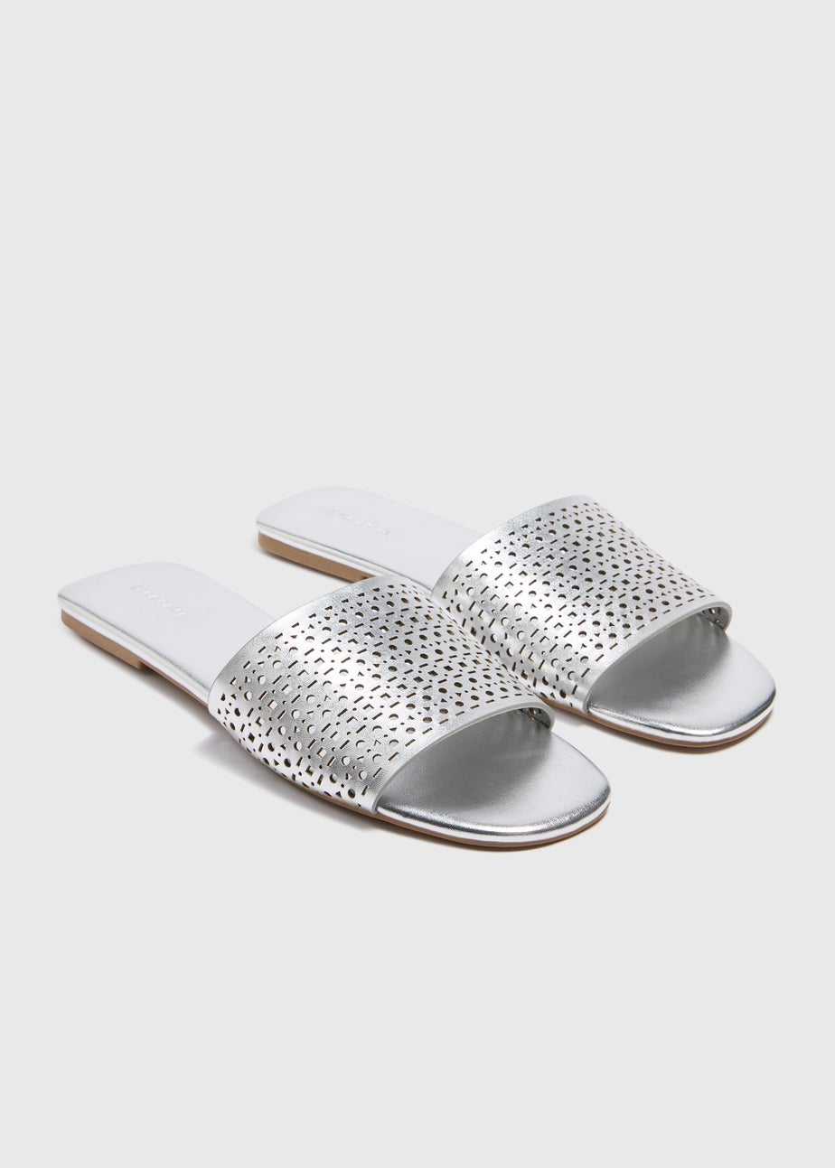 Silver Laser Cut Slider Sandal