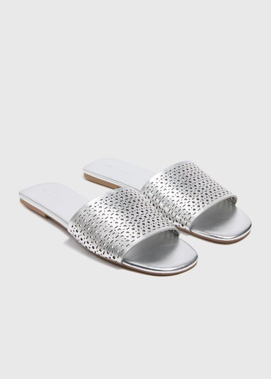 Silver Laser Cut Slider Sandal