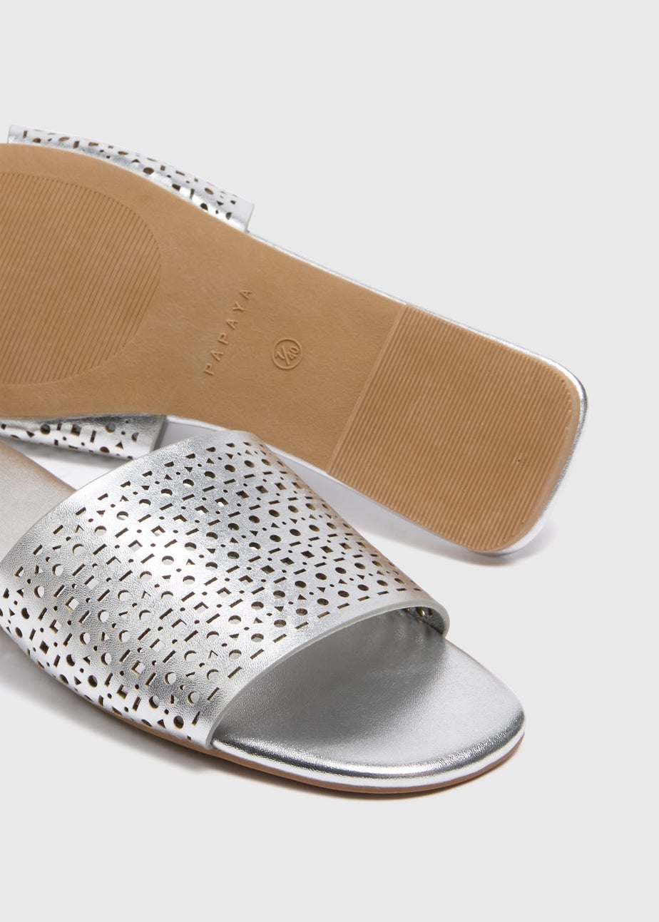 Silver Laser Cut Slider Sandal