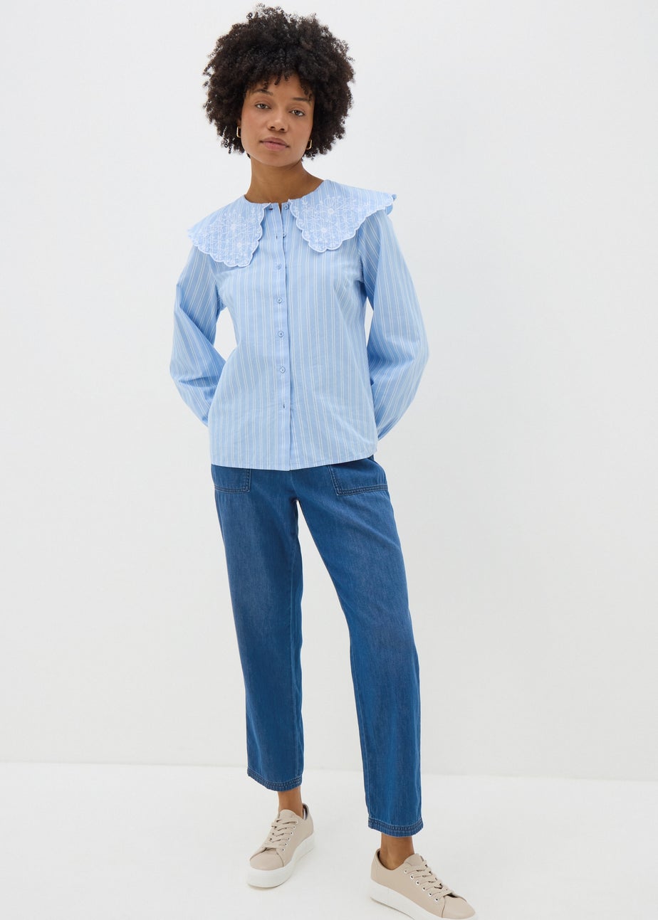 Blue Denim Utility Jogger Trousers