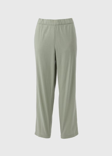 Sage Green Cotton Tapered Trousers