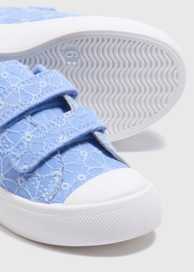 Girls Blue Broderie Trainers (Younger 4-12)