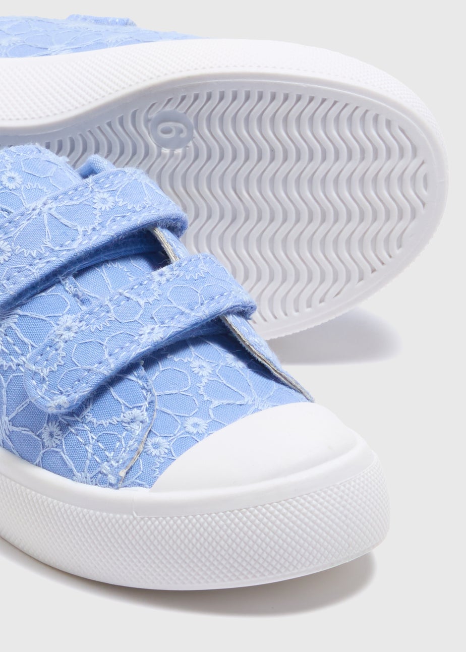 Girls Blue Broderie Trainers (Younger 4-12)