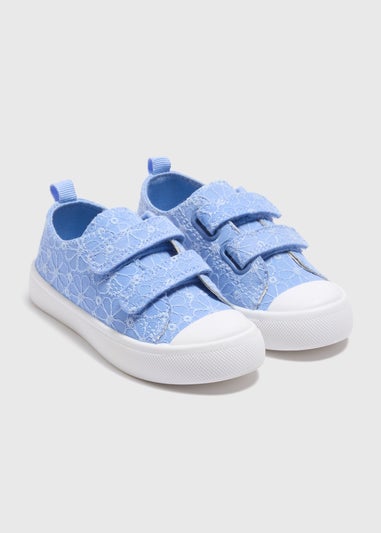 Girls Blue Broderie Trainers (Younger 4-12)