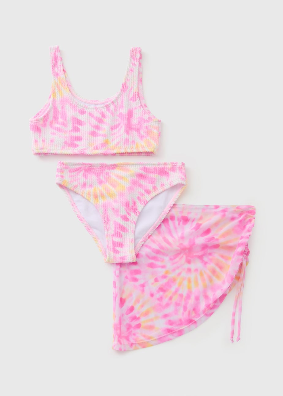 3 Piece Girls Pink Tie Dye Swim Set (6-14yrs)