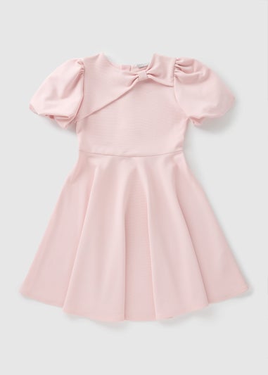 Girls Pink Bow Halter Neck Dress (7-15yrs)
