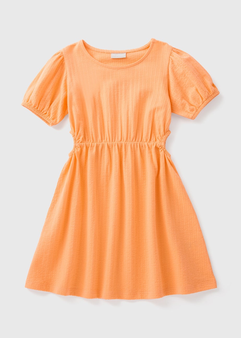 Girls Peach Crinkle Dress (7-15yrs)