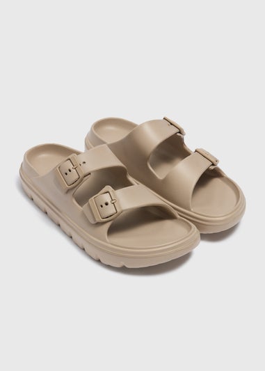 Beige Chunky Buckle Sandals