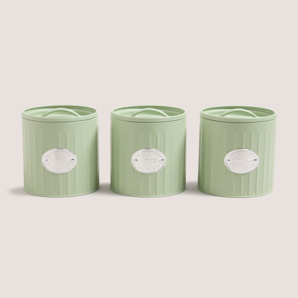 Green Tea/Coffee/Sugar Canisters (15cm x 11cm)
