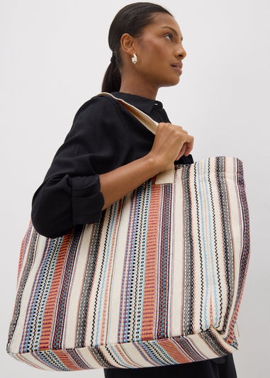 Multi Coloured Stripe Beach Bag