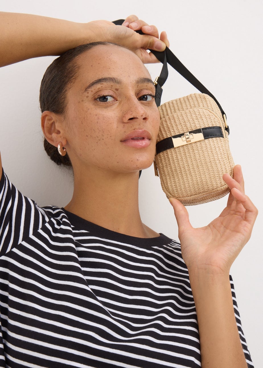 Natural Straw Phone Cross Body Bag