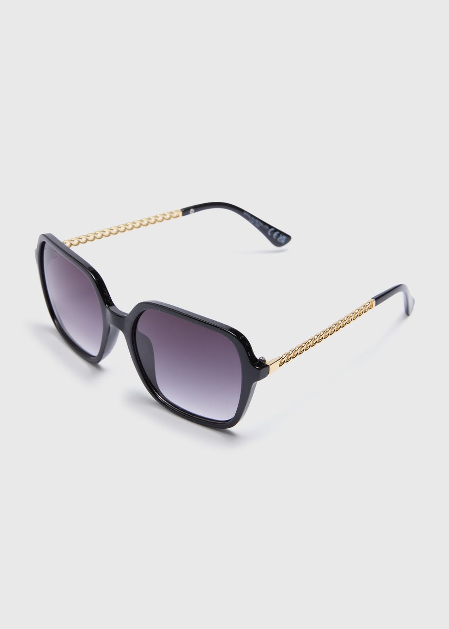 Black Chain Detail Ombre Lens Oversized Sunglasses