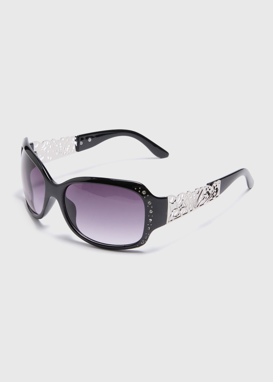 Black Butterfly Metal Arm Wrap Sunglasses