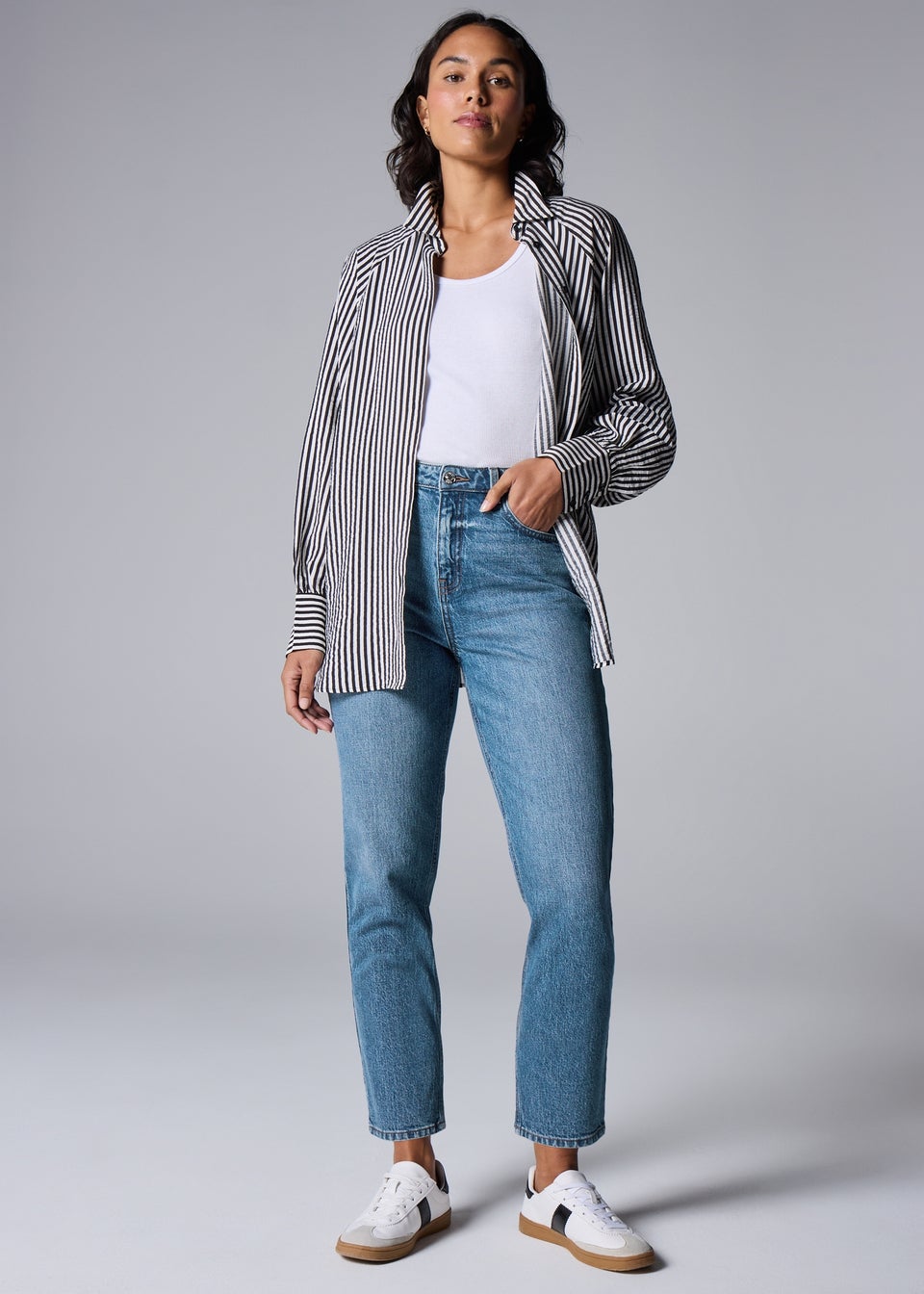 Blue Mid Wash Mom Style Jeans