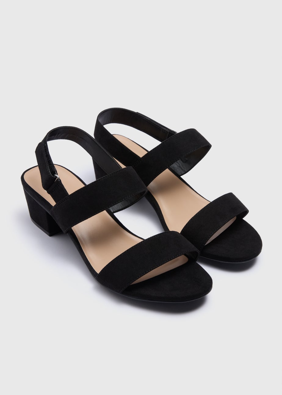 Black Wide Fit Suedette Block Heels