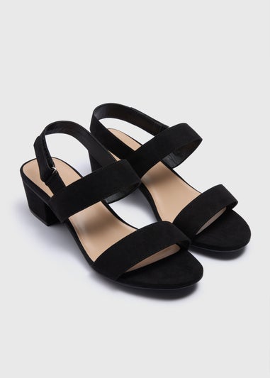 Black Wide Fit Suedette Block Heels