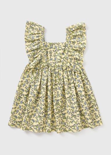 Girls Yellow Daisy Crinkle Dress (1-7yrs)