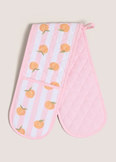 Pink Peach Printed Oven Gloves