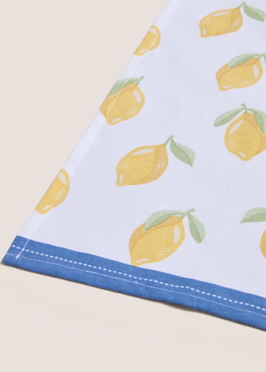 Blue and Yellow Lemon Printed Tea Towels