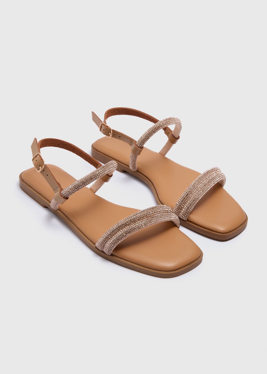 Nude Diamante Glitsy Sandals