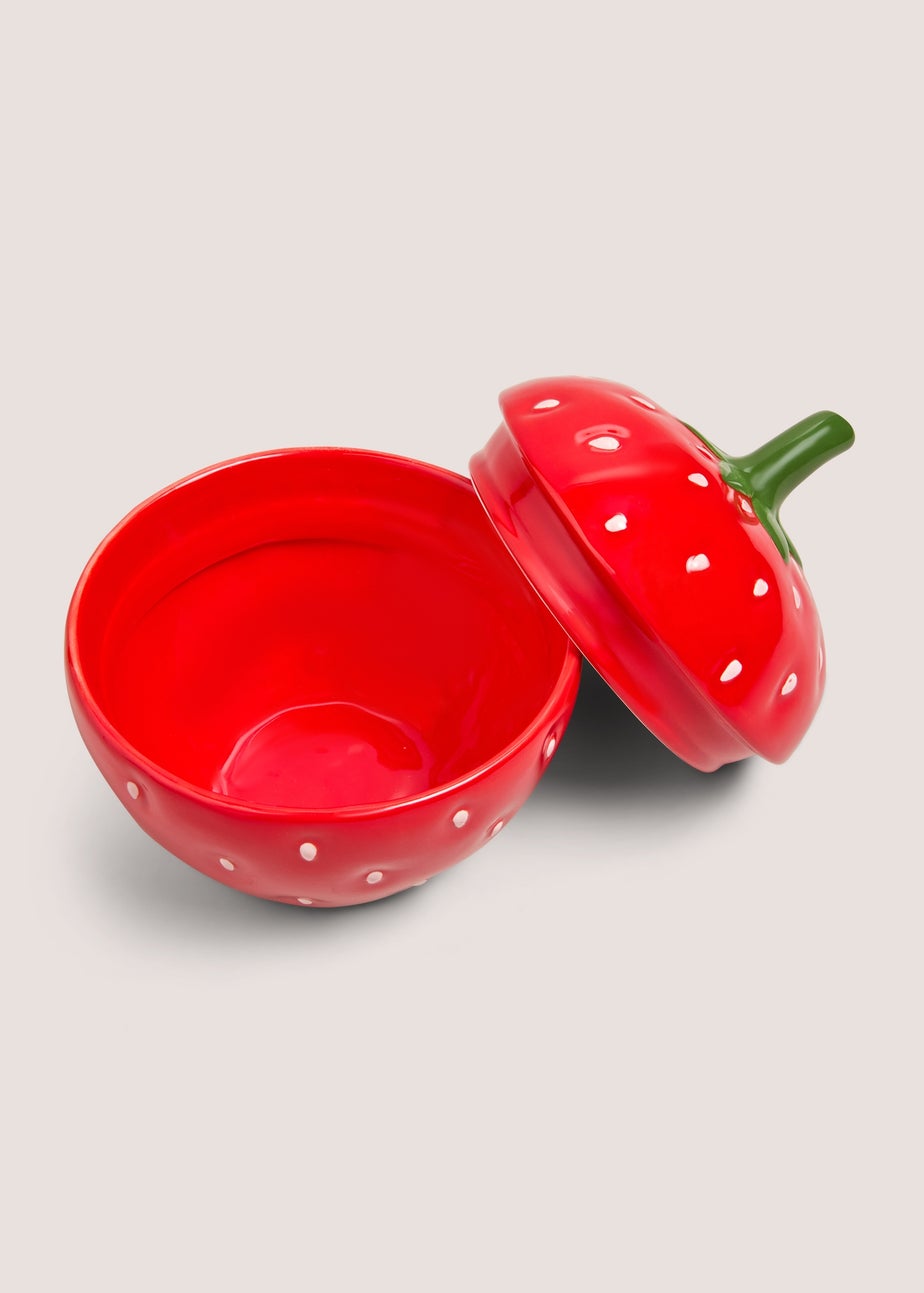 Red Strawberry Lidded Jar