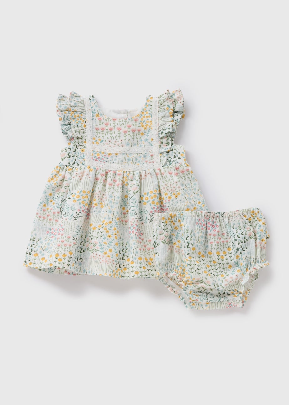 Baby Cream Floral Dress Set (Newborn-23mths)
