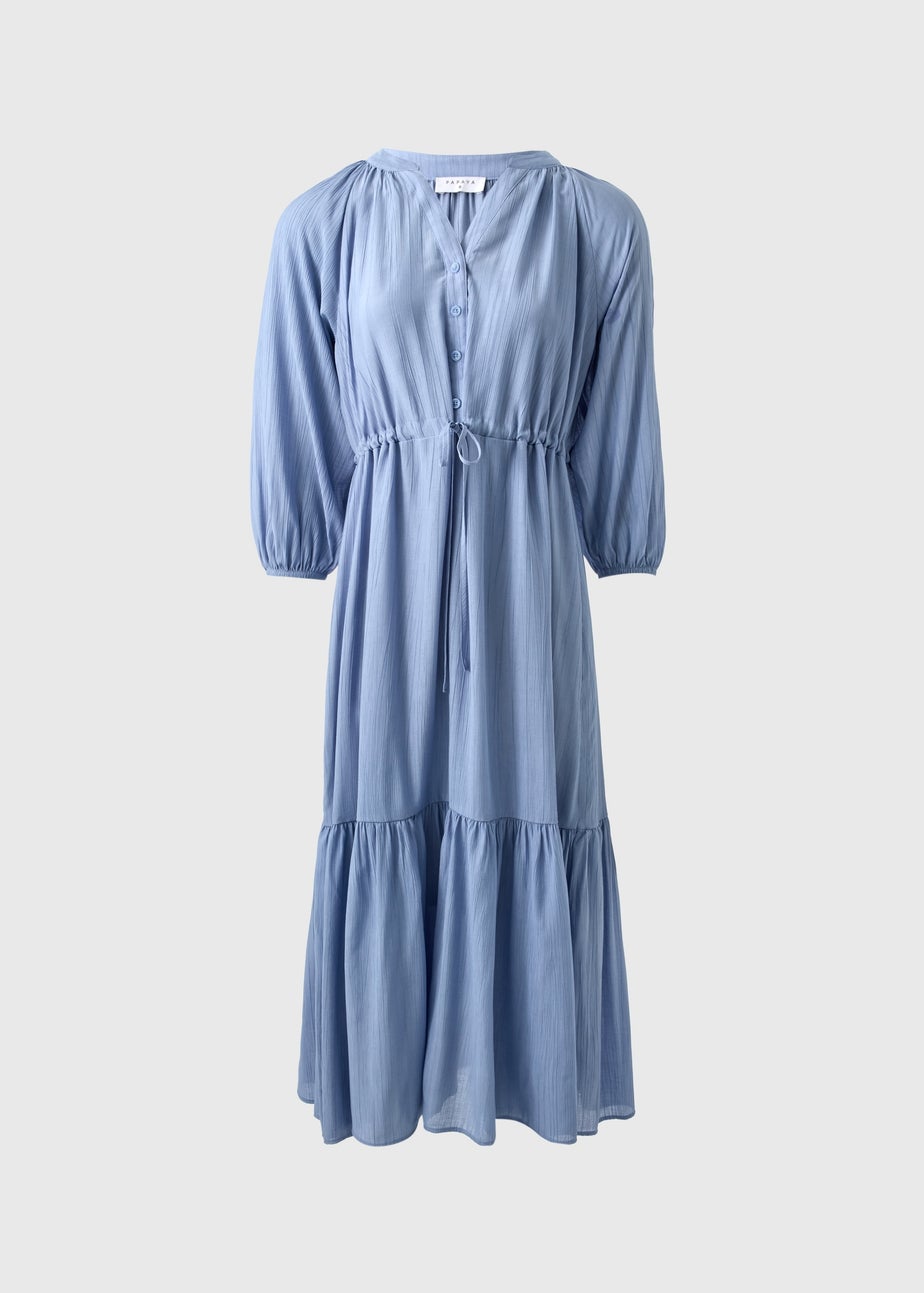 Light Blue Raglan Midi Shirt Dress