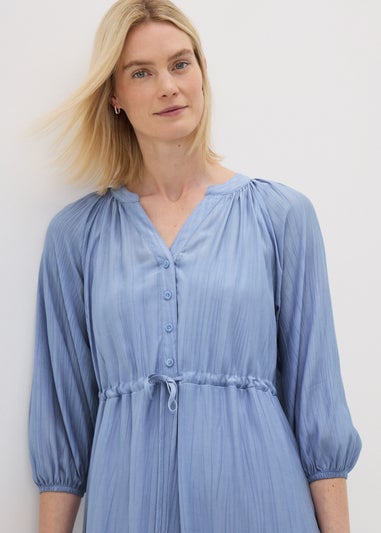 Light Blue Raglan Midi Shirt Dress