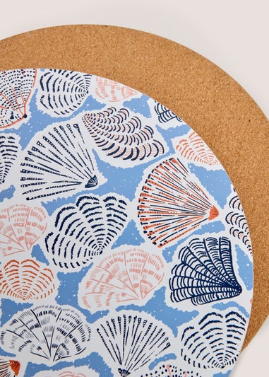 4 Pack Blue Shell Cork Coasters